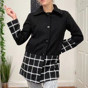 Slate & Willow Button-Up Plaid Shirt Jacket Long Sleeve Size XS Black